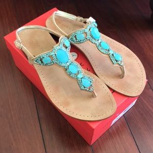 Natural Blue Jeweled Sandal